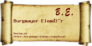 Burgmayer Elemér névjegykártya